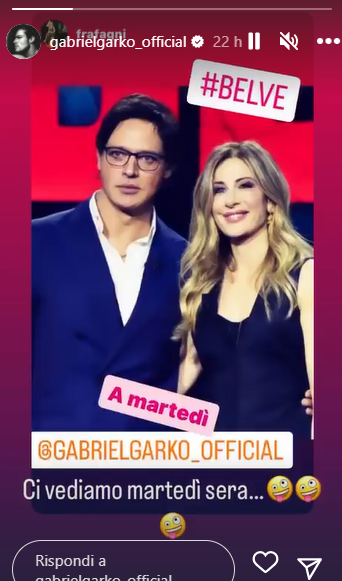 gabriel garko francesca fagnani belve domani sera 14 marzo 2023 intervista instagram