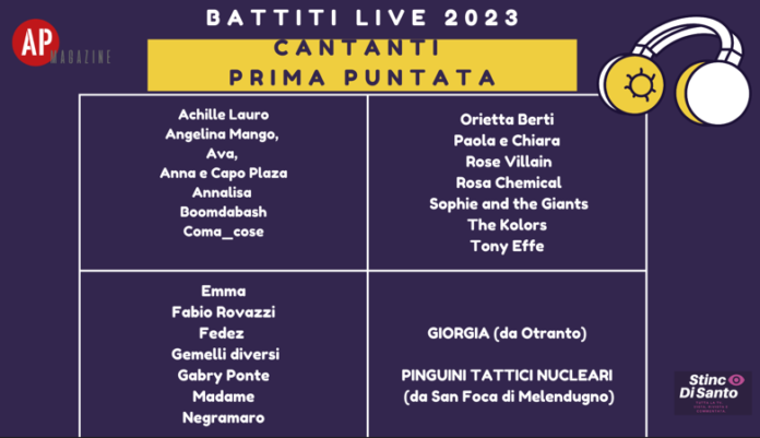 cantanti battiti live 2023 prima puntata 4 luglio italia 1 tappa bari